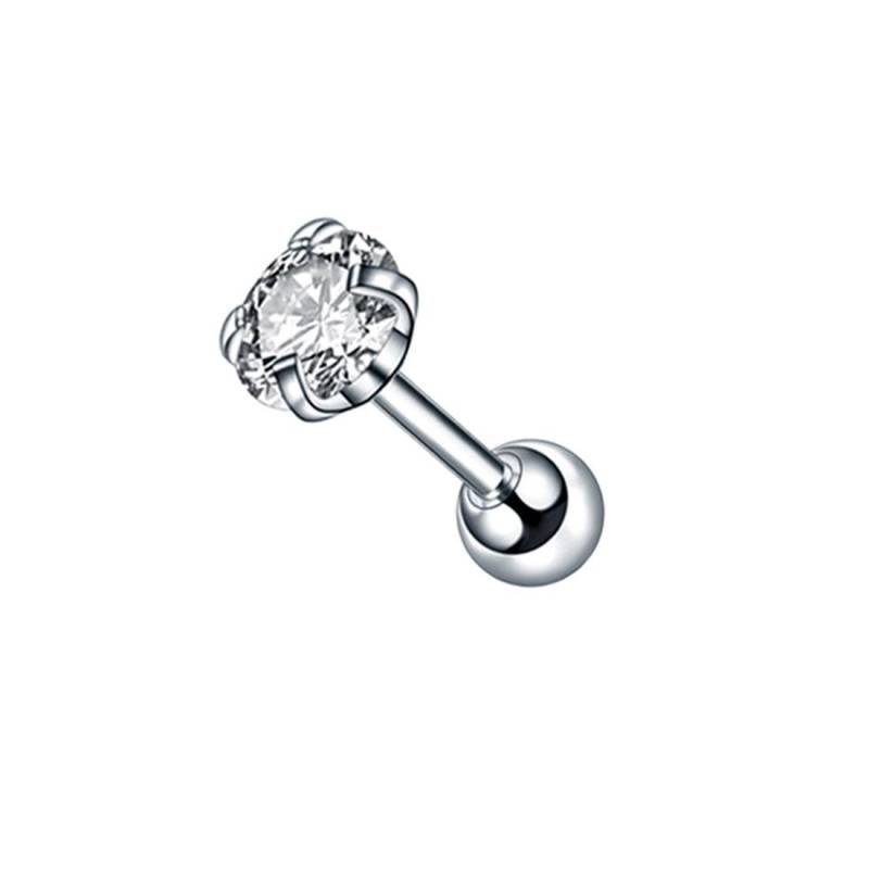 Edelstahl Knorpel Zirkon Für Frauen Männer Kristall Ohrringe Ohrstecker 4 Prong Piercing Schmuck Medizinische Tragus Zubehör 4mm silber von Joom DACH