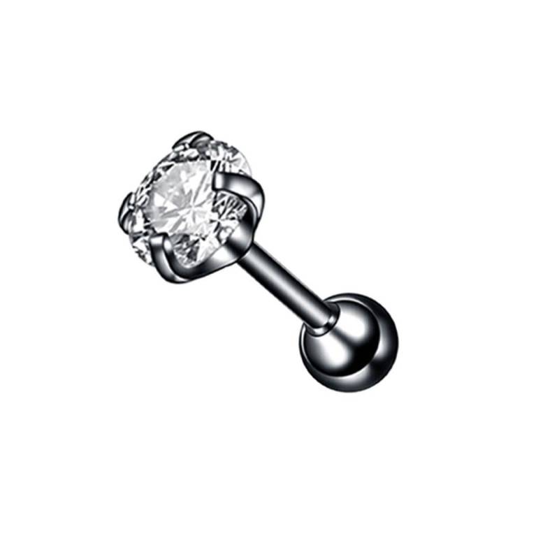 Edelstahl Knorpel Zirkon Für Frauen Männer Kristall Ohrringe Ohrstecker 4 Prong Piercing Schmuck Medizinische Tragus Zubehör 5mm schwarz von Joom DACH