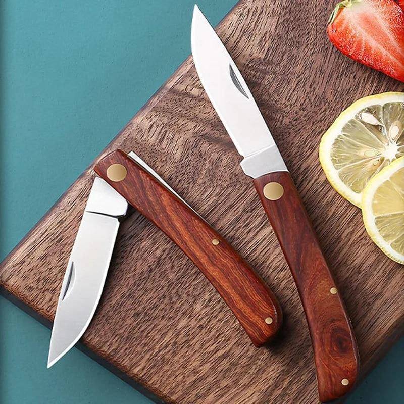 Edelstahl Obst Messer Tragbare Klapp Messer mit Holzgriff Haushalt Obst Klapp Schäler Küche Werkzeug Mini 1pcs von Joom DACH