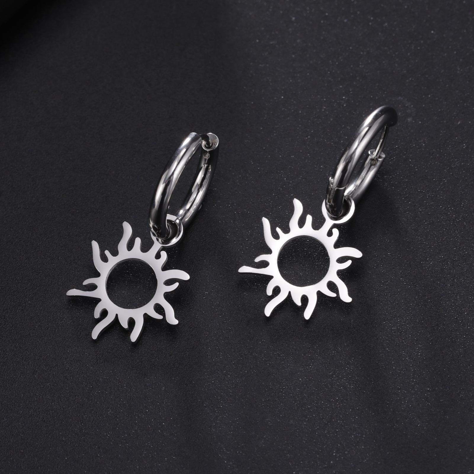 Edelstahl-Ohrhänger mit Sonne, neue plattierte Ohrringe mit Sonnentotem, Sonnentrend-Charme-Ohrringe für Frauen, Schmuck, Party, beste Geschenke von Joom DACH