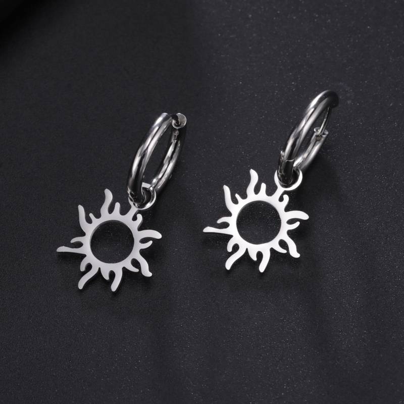 Edelstahl-Ohrhänger mit Sonne, neue plattierte Ohrringe mit Sonnentotem, Sonnentrend-Charme-Ohrringe für Frauen, Schmuck, Party, beste Geschenke von Joom DACH
