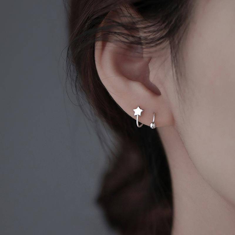 Edelstahl Piercing Schraube Kugel Stern Ohr Knochen Rotierende Linie Welle Mini Ohrstecker Frauen Ausgefallene Ohrringe Einstellbar von Joom DACH