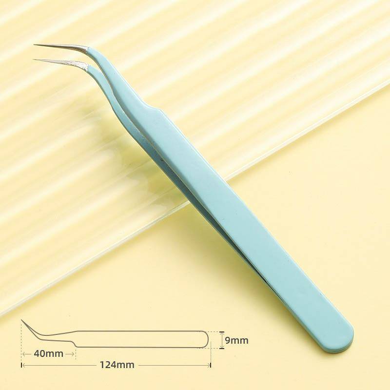 Edelstahl-Pinzette mit gerader gebogener Spitze für Nagelkunst-Aufkleber, Strass-Picking-Tool, Make-up, Wimpern, DIY-Pinzette Curved Tip blau von Joom DACH