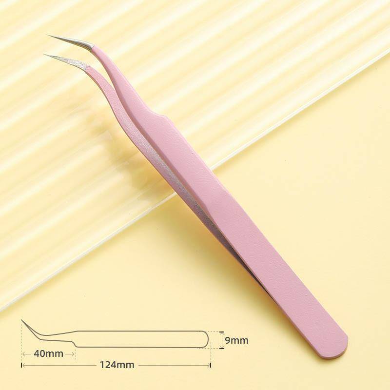 Edelstahl-Pinzette mit gerader gebogener Spitze für Nagelkunst-Aufkleber, Strass-Picking-Tool, Make-up, Wimpern, DIY-Pinzette Curved Tip rosa von Joom DACH