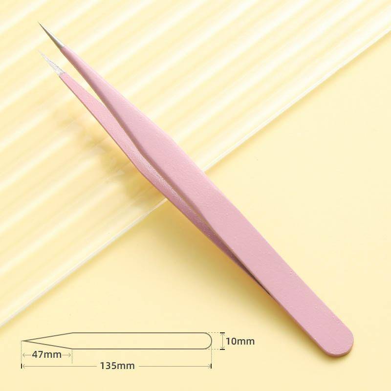 Edelstahl-Pinzette mit gerader gebogener Spitze für Nagelkunst-Aufkleber, Strass-Picking-Tool, Make-up, Wimpern, DIY-Pinzette Straight tip rosa von Joom DACH