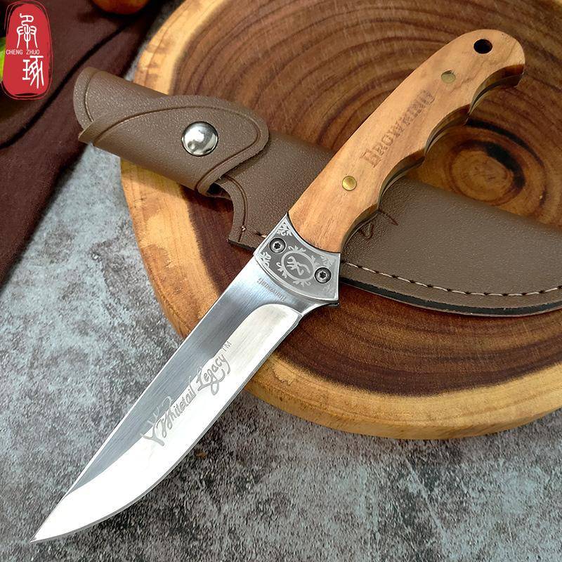 Edelstahl Schatten Holz Outdoor Scharfe Fleisch Schneiden Messer Camping Steak Messer Fleisch Schneiden Esszimmer Messer Selbstverteidigung Überleben Obst Messer Küche 1Pcs with cover von Joom DACH