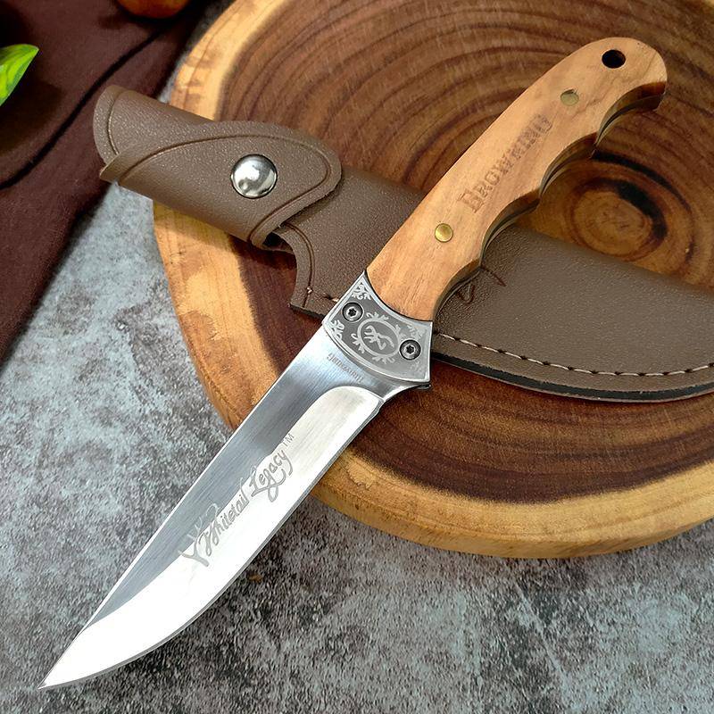 Edelstahl Schatten Holz Outdoor Scharfe Fleisch Schneiden Messer Camping Steak Messer Fleisch Schneiden Esszimmer Messer Selbstverteidigung Überleben Obst Messer Küche 1Pcs with cover von Joom DACH