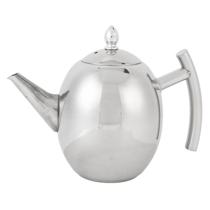 Edelstahl-Teekanne mit Deckel und Filtersieb Gebogener Griff Teekessel für Zuhause Restaurant 1000ml von Joom DACH