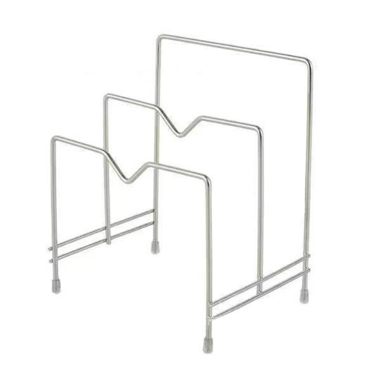 Edelstahl-Topfdeckelhalter, modern, robust, stehend, multifunktional, für Arbeitsplatte, Schneidebrett, Tellerschneider, Aufbewahrungsregal, Organizer für die Küche B von Joom DACH