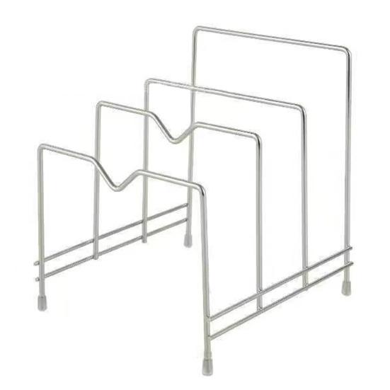 Edelstahl-Topfdeckelhalter, modern, robust, stehend, multifunktional, für Arbeitsplatte, Schneidebrett, Tellerschneider, Aufbewahrungsregal, Organizer für die Küche C von Joom DACH