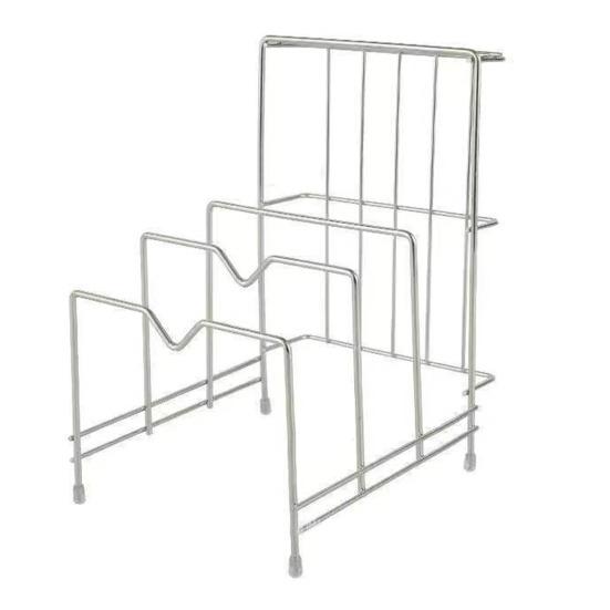 Edelstahl-Topfdeckelhalter, modern, robust, stehend, multifunktional, für Arbeitsplatte, Schneidebrett, Tellerschneider, Aufbewahrungsregal, Organizer für die Küche E von Joom DACH