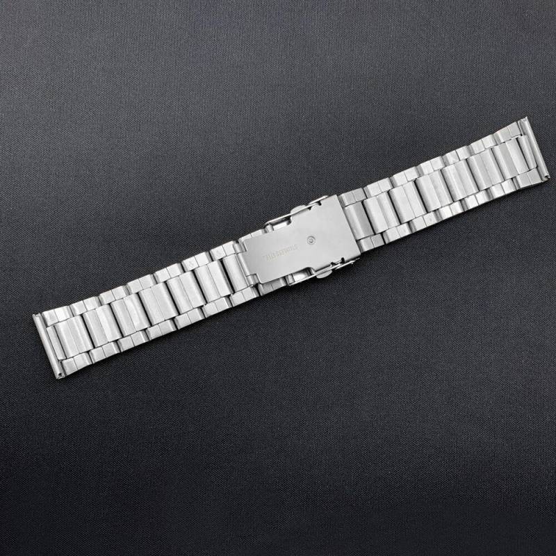 Edelstahl-Uhrenarmband, Armband, silberfarbenes Metallarmband mit Faltschließe für Männer und Frauen, 20/22/24 mm 24mm von Joom DACH