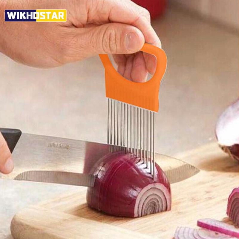 Edelstahl Zwiebel Nadel Zwiebel Halter Hobel Cutter Chopper Handheld Einfache Slicer Obst Gemüse Cutter Sichere Gabel Schneiden weiß von Joom DACH