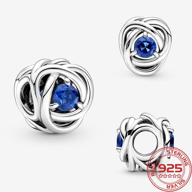 Edler 925er Silber-Charm mit rosa Geburtsstein für Oktober, Eternity Circle, passend für modische Armbänder, Silber-Charm-Halskette, Mädchen-Geschenke, DIY-Schmuck von Joom DACH