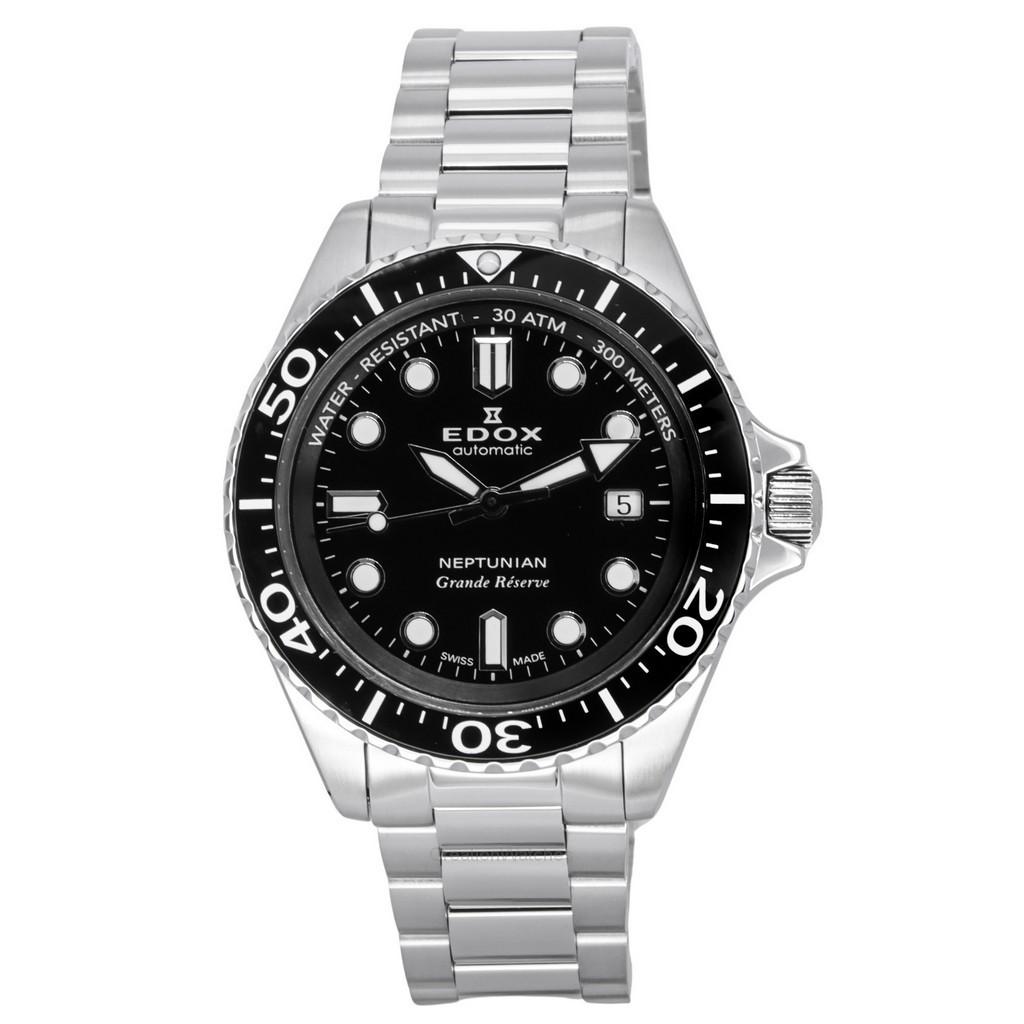 Edox Neptunian Grande Reserve Date Automatik-Taucheruhr mit schwarzem Zifferblatt, 808013NMNIN, 300 m schwarz von Joom DACH