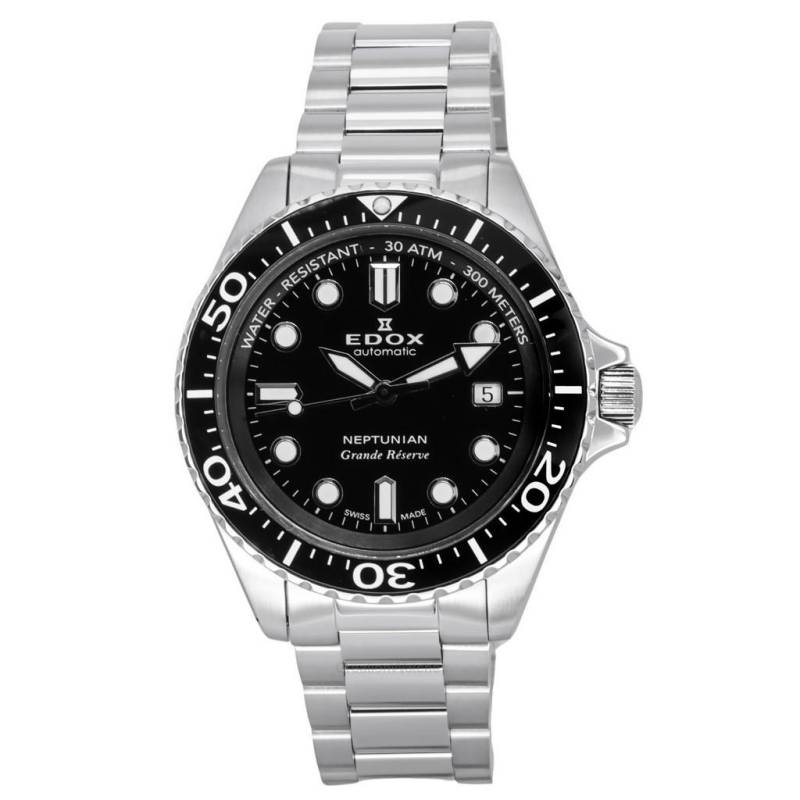 Edox Neptunian Grande Reserve Date Automatik-Taucheruhr mit schwarzem Zifferblatt, 808013NMNIN, 300 m schwarz von Joom DACH