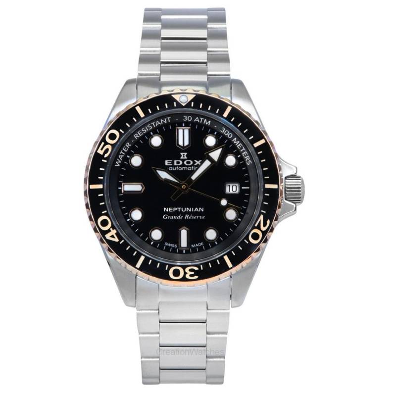 Edox Neptunian Grande Reserve Schwarzes Zifferblatt Automatik Taucheruhr 80801 3NRM NIR 300M Herrenuhr schwarz von Joom DACH