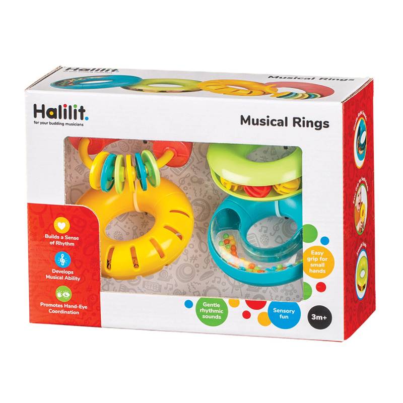 Edushape Bornelund Halilit 4-Farben Klangspiel Donuts, 4er Set, für Babys ab 3 Monaten (RP8888BB) von Joom DACH