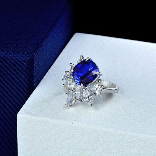Ehering Funkelnder blauer Diamantring 925 Sterling Silber Verlobungsringe Klassische Ringe für Frauen Roter Ring Schmuck Geschenke 6 von Joom DACH