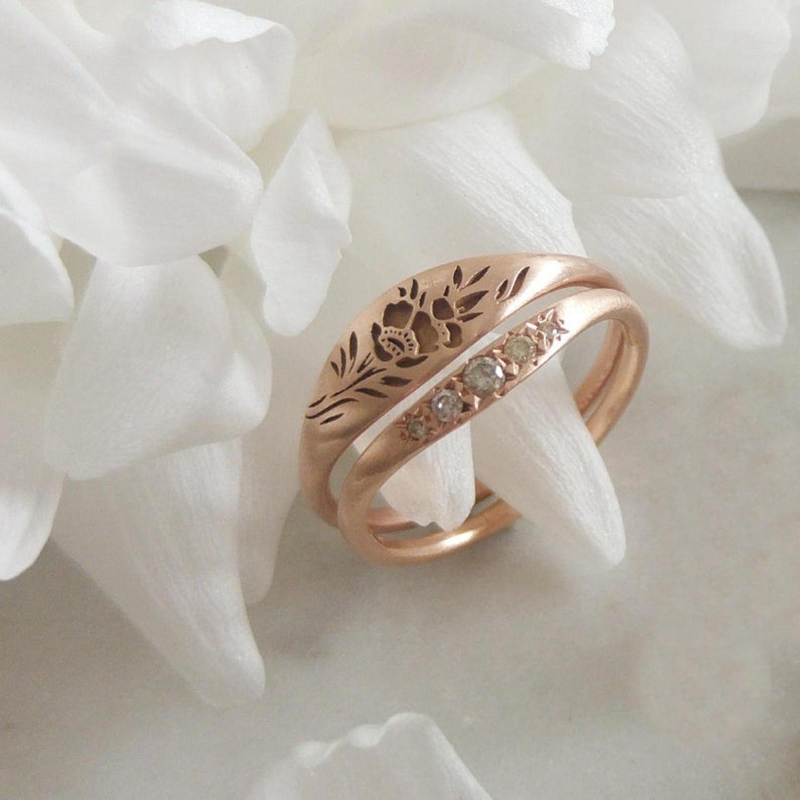 Ehering aus titanbeschichtetem Ring, Ehering, Verlobungsring 5 rose gold von Joom DACH