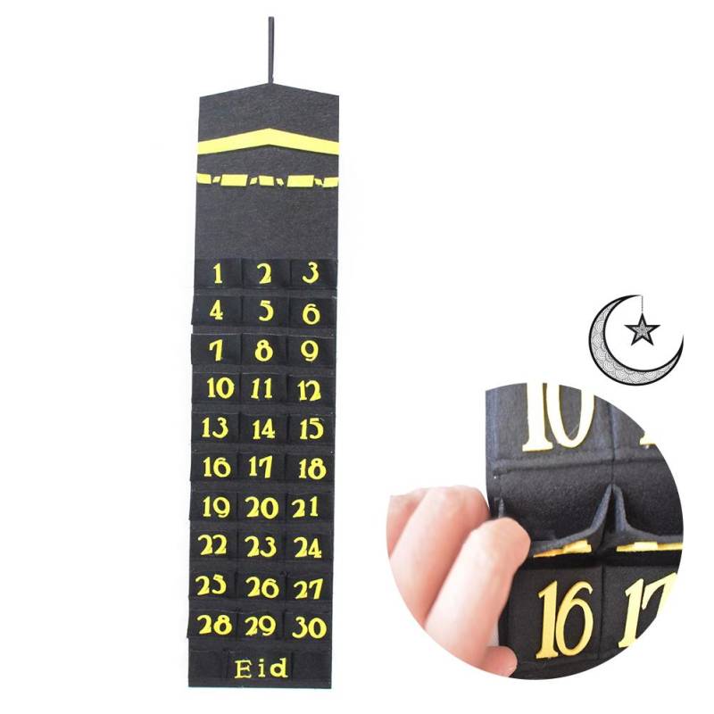 Eid Mubarak Filz Adventskalender Wandbehang Nummerierter Countdown-Kalender Langlebige Heimdekoration von Joom DACH
