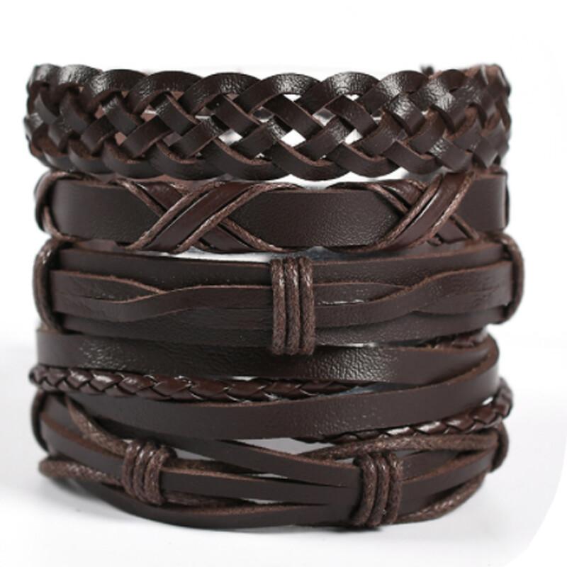 Eif Dock Vinatge Gothic Punk Schädel Stern Metall Multilayer Leder Armband Männer Armbänder & Armreifen Männlich Arm Schmuck Adjustable von Joom DACH