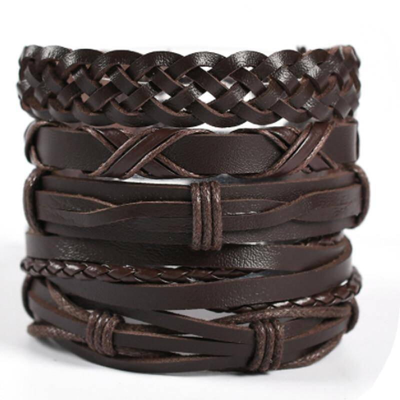 Eif Dock Vinatge Gothic Punk Schädel Stern Metall Multilayer Leder Armband Männer Armbänder & Armreifen Männlich Arm Schmuck Adjustable von Joom DACH