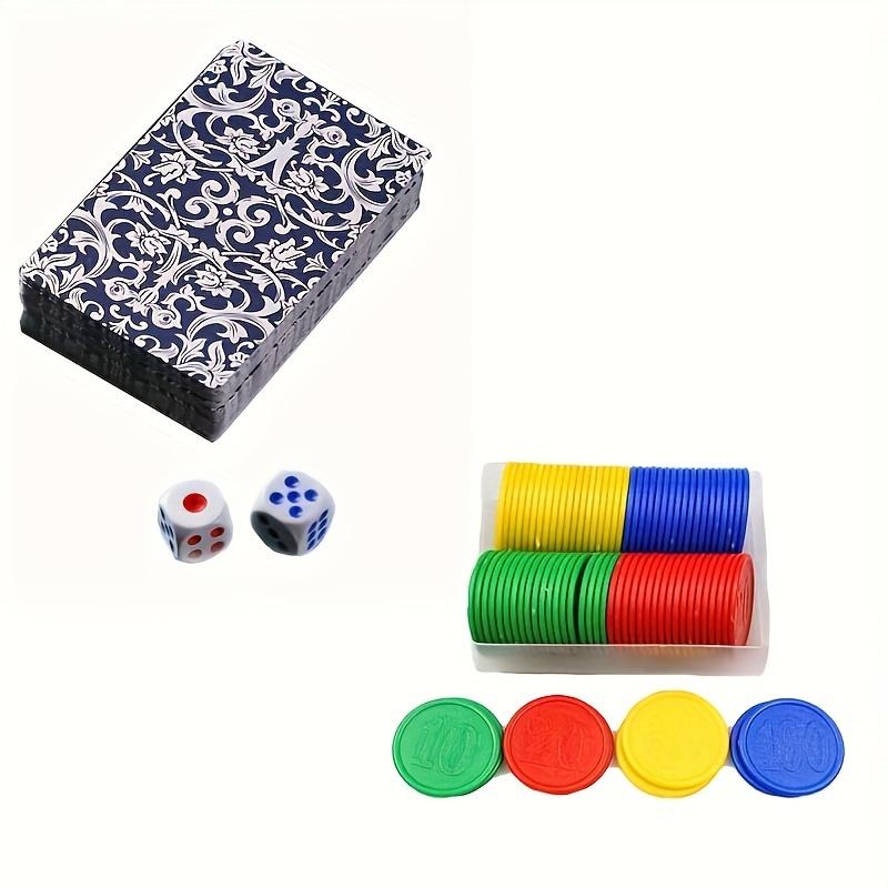 Ein Kartenspiel Mahjong Pokerkarten, 2 Würfel und 50 runde Spielsteine als Zubehörset für Tischspiele. Einfache Mahjong-Steine aus Papier für unterwegs, tragbares, geräuschloses Mahjong aus Papier 3pcs von Joom DACH