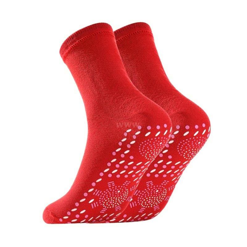 Ein Paar waschbare, selbsterhitzende Socken für Männer und Frauen, Massagesocken rot von Joom DACH