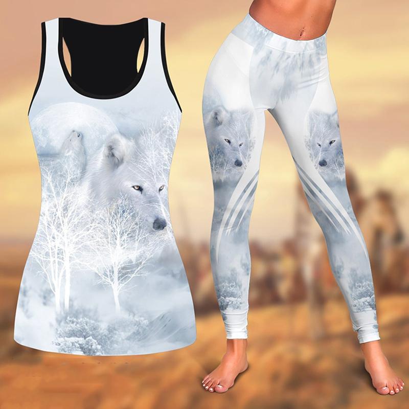 Ein Yoga-Outfit mit Wolfsdruck für Damen, modische 3D-gedruckte Workout-Leggings, Fitness, Sport, hohe Taille, lässige Yoga-Hose für Damen 3XL weiß von Joom DACH