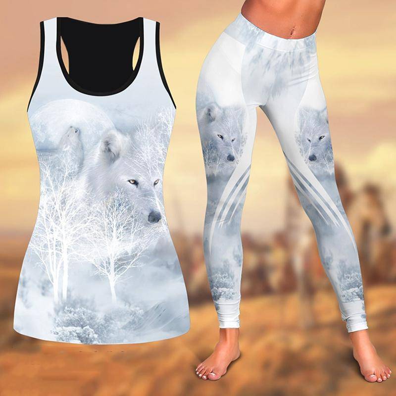 Ein Yoga-Outfit mit Wolfsdruck für Damen, modische 3D-gedruckte Workout-Leggings, Fitness, Sport, hohe Taille, lässige Yoga-Hose für Damen 3XL weiß von Joom DACH