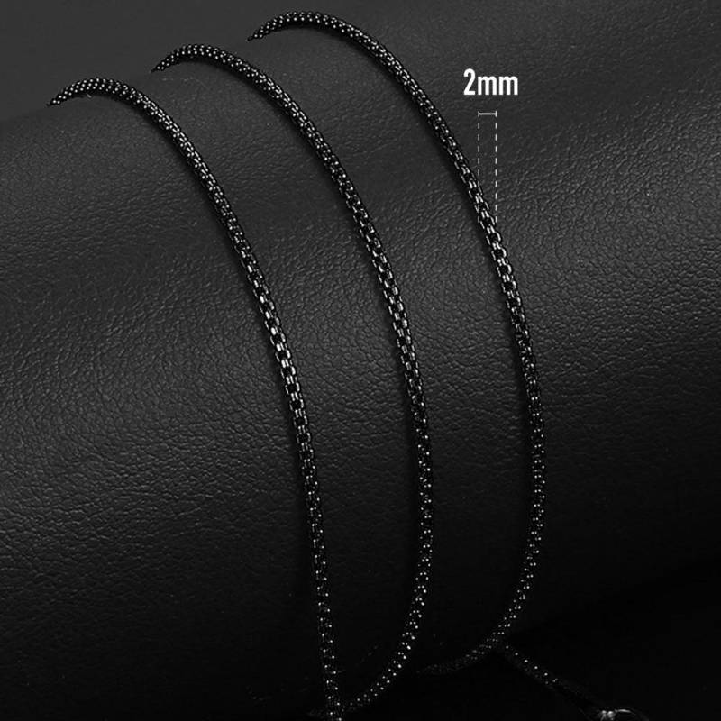 Einfache 2-5mm Rolo Box Kette Halsketten Für Frauen Männer Anti Allergie Edelstahl Halsketten Schmuck 2mm-45cm schwarz von Joom DACH