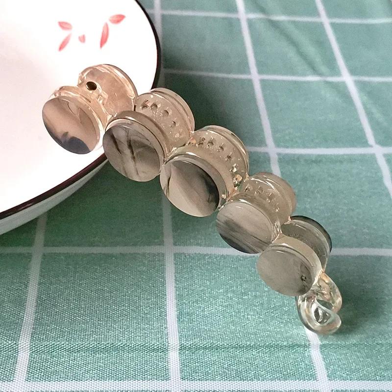 Einfache Bananenspange mit Marmormuster, elegante Damen-Haarspange mit Leopardenmuster aus Acetat, lässige große Haarnadel in Schildpattoptik D von Joom DACH