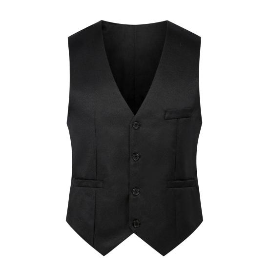 Einfache Einfarbige Männer Anzug Weste Slim Fit V-ausschnitt Ärmellose Einreiher Freizeit Party Bar Bankett Kleid Weste Arbeitskleidung 2XL schwarz von Joom DACH