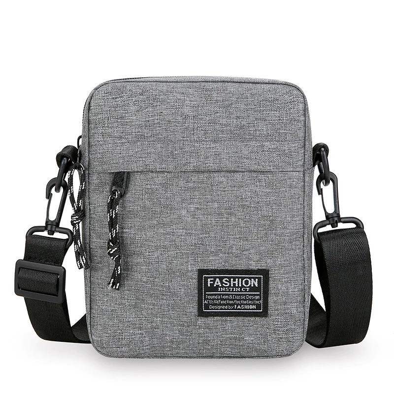 Einfache Mini-Umhängetasche aus Nylon für Herren, Schultertasche für Männer, Messenger-Tasche, Handytasche, Brusttasche für Ehemann, Geldbörse grau von Joom DACH