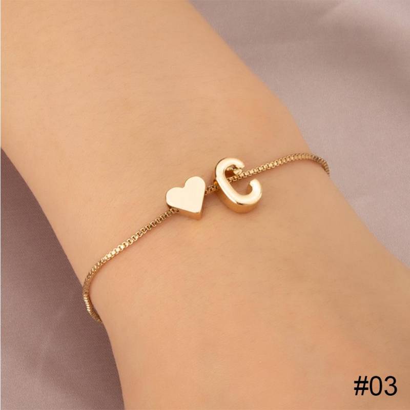 Einfache Mode Liebesbrief Armband Retro verstellbare Legierung Brief Armband Frauen Hand Schmuck C gold von Joom DACH