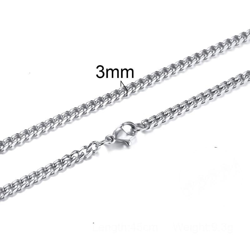 Einfache Punk-Halskette für Männer und Frauen, kubanische Gliederkette, Vintage-Stil, solide Halskette 3MM silber von Joom DACH