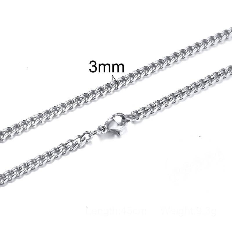 Einfache Punk-Halskette für Männer und Frauen, kubanische Gliederkette, Vintage-Stil, solide Halskette 3MM silber von Joom DACH