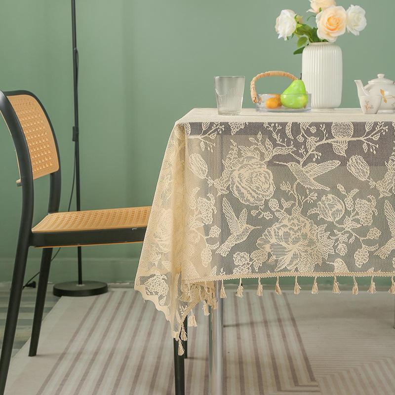 Einfache Quasten-Tischdecke für Zuhause, nordischer Stil, Spitze, rechteckige Tischdecke 140*100 von Joom DACH