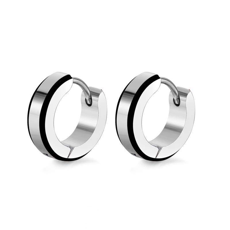 Einfache Streifen Edelstahl Creolen Piercing Anti-allergische Ohr Schnalle Für Frauen Männer Straße Ohrring von Joom DACH