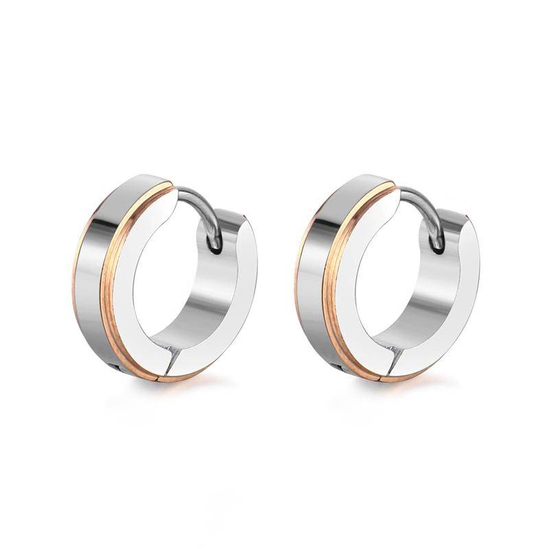 Einfache Streifen Edelstahl Creolen Piercing Anti-allergische Ohr Schnalle Für Frauen Männer Straße Ohrring von Joom DACH