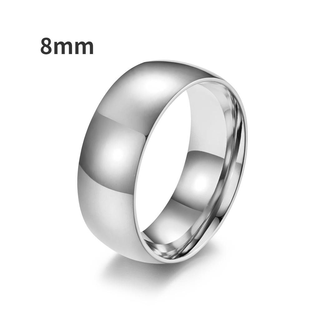 Einfache glänzende Eheringe aus Titanstahl für Männer und Frauen, einseitiger Spiegel, Schwanzring, Paarschmuck, Geschenk 8# von Joom DACH