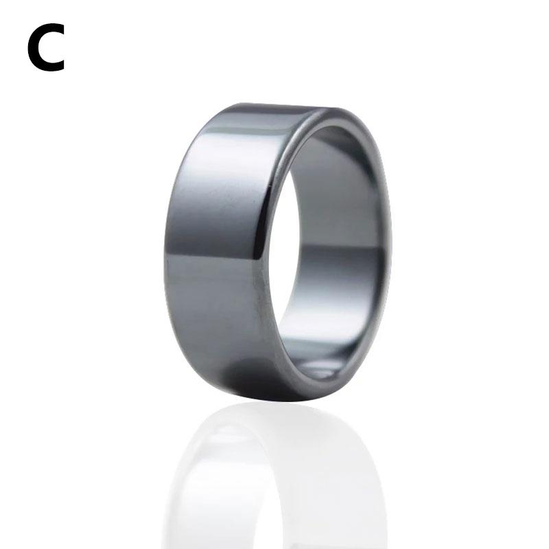 Einfache glatte Hämatit-Ringe, Paar, Damen, Herren, Schmuck, Ring, nicht magnetisch, Fingerring 7 von Joom DACH