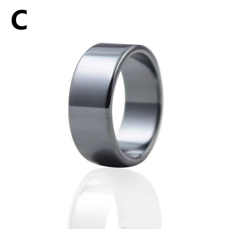Einfache glatte Hämatit-Ringe, Paar, Damen, Herren, Schmuck, Ring, nicht magnetisch, Fingerring 7 von Joom DACH