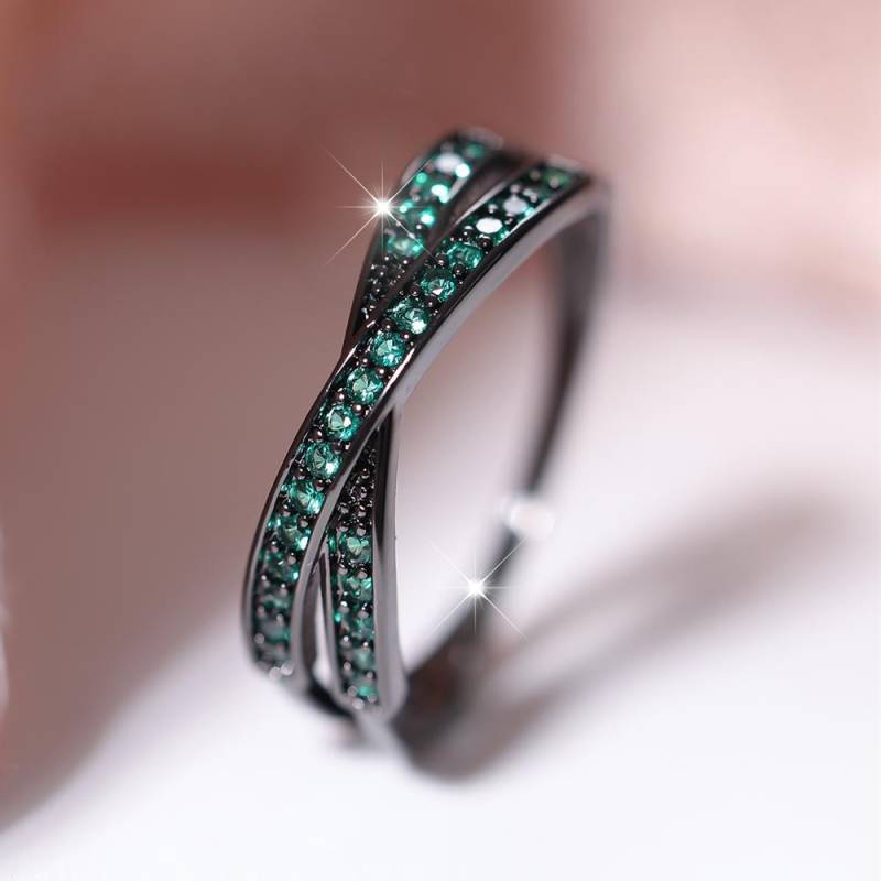 Einfache silberne Farbe X-förmige Kreuz-Fingerringe für Frauen, umwerfender Zirkonia, einfache, stilvolle weibliche Ringe 7 grün/schwarz Einfache silberne Farbe X-förmige Kreuz-Fingerringe für Frauen, umwerfender Zirkonia, einfache, stilvolle weibliche Ringe 7 grün/schwarz von Joom DACH