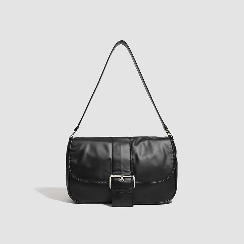 Einfache strukturierte Einzel-Schulter-Unterarmtasche für Damen Lässig Vielseitig Gürtelschnalle Pendler Klappe Hand Postfach von Joom DACH