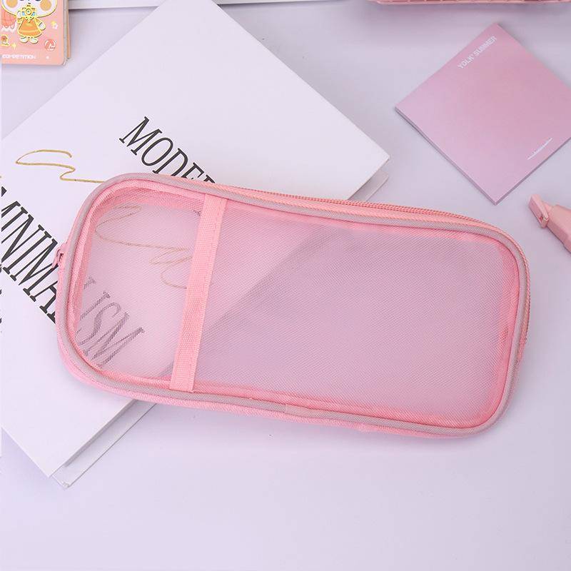 Einfache transparente mesh große kapazität kleine frische bleistift fall schreibwaren box ins stil Japanischen 0 rosa von Joom DACH