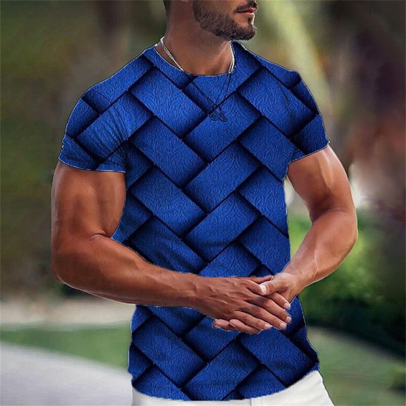 Einfaches Herren-T-Shirt, geometrisches Muster, 3D-gedrucktes Herren-Top, Alltags-Freizeitkleidung, lockeres Übergroßes-Shirt, Retro-Sweatshirt 2XL von Joom DACH