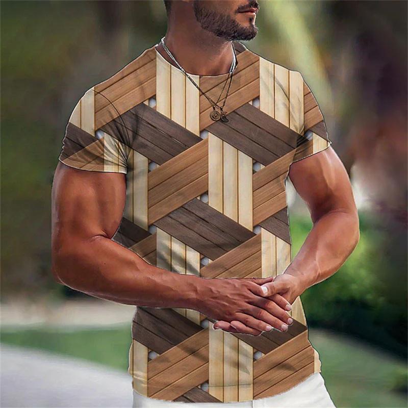 Einfaches Herren-T-Shirt, geometrisches Muster, 3D-gedrucktes Herren-Top, Alltags-Freizeitkleidung, lockeres Übergroßes-Shirt, Retro-Sweatshirt XL von Joom DACH