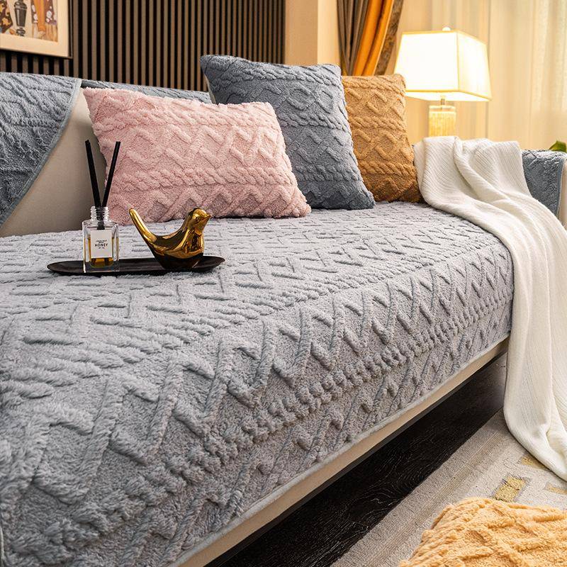 Einfachheit einfarbig dicker Plüsch-Sofabezug Handtuch weicher Plüsch-Couchbezug für Wohnzimmer L-förmige Ecksofas Dekorkissen 70x70cm 1pcs von Joom DACH